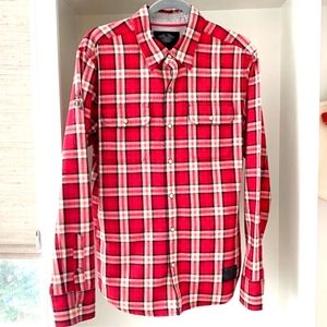 Harley-Davidson Men's Long Sleeve Red Plaid Woven Shirt Large
